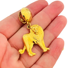 Load image into Gallery viewer, Vintage ANNE KLEIN gold tone dangle lions designer clip on earrings
