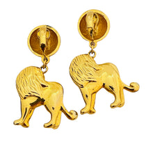 Load image into Gallery viewer, Vintage ANNE KLEIN gold tone dangle lions designer clip on earrings
