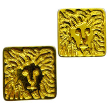 Load image into Gallery viewer, Vintage ANNE KLEIN lions head gold tone designer earrings
