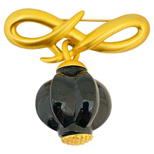 Load image into Gallery viewer, Vintage ANNE KLEIN matte gold black lucite designer runway brooch
