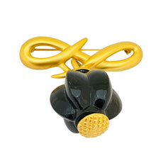 Load image into Gallery viewer, Vintage ANNE KLEIN matte gold black lucite designer runway brooch
