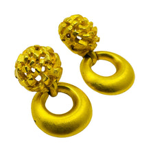 Load image into Gallery viewer, Vintage ANNE KLEIN matte gold door knocker designer pierced earrings
