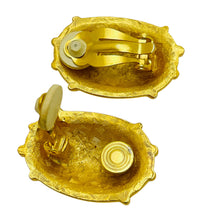 Load image into Gallery viewer, Vintage ANNE KLEIN matte gold tone etruscan designer clip on earrings
