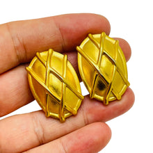 Load image into Gallery viewer, Vintage ANNE KLEIN matte gold tone etruscan designer clip on earrings
