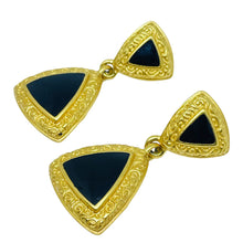 Load image into Gallery viewer, Vintage ANNE KLEIN signed gold enamel designer dangle earrings
