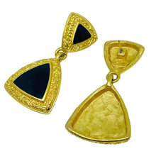 Load image into Gallery viewer, Vintage ANNE KLEIN signed gold enamel designer dangle earrings
