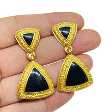 Load image into Gallery viewer, Vintage ANNE KLEIN signed gold enamel designer dangle earrings
