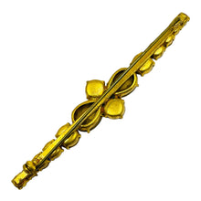 Load image into Gallery viewer, Vintage AUSTRIA gold tone sapphire blue rhinestones designer brooch
