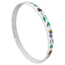 Load image into Gallery viewer, Vintage AUSTRIA signed enamel hand painted flowers bangle bracelet
