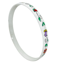 Load image into Gallery viewer, Vintage AUSTRIA signed enamel hand painted flowers bangle bracelet

