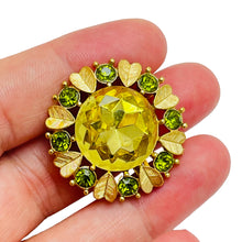 Load image into Gallery viewer, Vintage AVON gold rhinestones designer brooch / pendant
