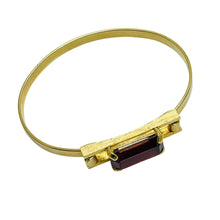 Load image into Gallery viewer, Vintage AVON signed gold tone amethyst glass bangle bracelet
