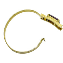 Load image into Gallery viewer, Vintage AVON signed gold tone amethyst glass bangle bracelet
