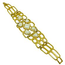 Load image into Gallery viewer, Vintage AVON signed gold tone faux pearls massive designer chain bracelet
