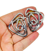 Load image into Gallery viewer, Vintage AVON silver tone modernist designer pierced earrings
