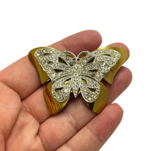 Load image into Gallery viewer, Vintage Art Deco gold silver tone rhinestone butterfly designer brooch
