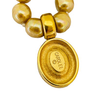 Load image into Gallery viewer, Vintage CAROLEE gold glass pearls Etruscan coin designer runway necklace
