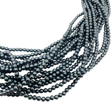 Load image into Gallery viewer, Vintage CAROLEE gold tone grey faux pearl multi strand beaded designer necklace
