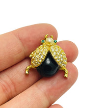 Load image into Gallery viewer, Vintage CAROLEE signed gold tone faux stones designer small bee insect brooch
