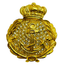 Load image into Gallery viewer, Vintage CAROLEE signed gold tone rhinestone nautical designer brooch
