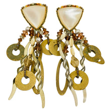 Load image into Gallery viewer, Vintage CHIPITA signed art glass dangle designer clip on earrings
