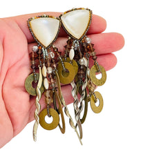 Load image into Gallery viewer, Vintage CHIPITA signed art glass dangle designer clip on earrings
