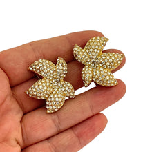 Load image into Gallery viewer, Vintage CHRISTIAN DIOR gold crystal designer runway clip on earrings
