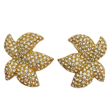Load image into Gallery viewer, Vintage CHRISTIAN DIOR gold crystal designer runway clip on earrings
