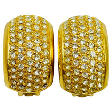 Load image into Gallery viewer, Vintage CHRISTIAN DIOR gold crystal designer runway clip on earrings
