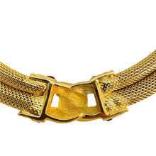 Load image into Gallery viewer, Vintage CHRISTIAN DIOR gold mesh crystal designer runway haute couture necklace
