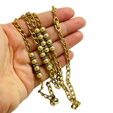 Load image into Gallery viewer, Vintage CHRISTIAN DIOR gold plated chain crystals faux pearl runway necklace
