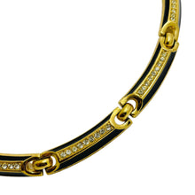 Load image into Gallery viewer, Vintage CHRISTIAN DIOR gold plated enamel crystals designer runway necklace
