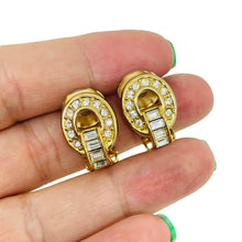 Load image into Gallery viewer, Vintage CHRISTIAN DIOR signed gold plated crystals designer clip on earrings
