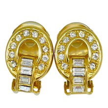 Load image into Gallery viewer, Vintage CHRISTIAN DIOR signed gold plated crystals designer clip on earrings

