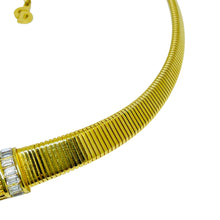 Load image into Gallery viewer, Vintage CHRISTIAN DIOR signed gold plated crystals omega chain designer necklace
