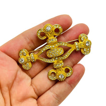 Load image into Gallery viewer, Vintage CHRISTIAN DIOR signed maltese cross gold crystals designer runway brooch

