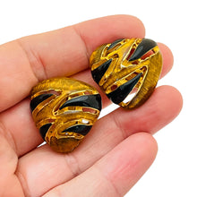 Load image into Gallery viewer, Vintage CRAFT gold animal enamel designer runway clip on earrings
