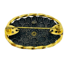 Load image into Gallery viewer, Vintage CZECHO signed gold plated ruby rhinestones brooch
