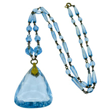 Load image into Gallery viewer, Vintage Czech blue glass gold tone designer necklace
