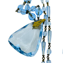 Load image into Gallery viewer, Vintage Czech blue glass gold tone designer necklace
