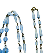 Load image into Gallery viewer, Vintage Czech blue glass gold tone designer necklace
