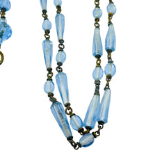 Load image into Gallery viewer, Vintage Czech blue glass gold tone designer necklace
