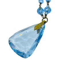 Load image into Gallery viewer, Vintage Czech blue glass gold tone designer necklace
