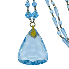 Load image into Gallery viewer, Vintage Czech blue glass gold tone designer necklace
