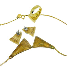 Load image into Gallery viewer, Vintage Emmons necklace Caroline earrings rhinestone enamel gold tone ring set
