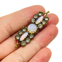Load image into Gallery viewer, Vintage European gold tone glass designer brooch
