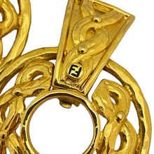 Load image into Gallery viewer, Vintage FENDI logo signed gold designer runway door knocker earrings
