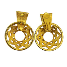 Load image into Gallery viewer, Vintage FENDI logo signed gold designer runway door knocker earrings
