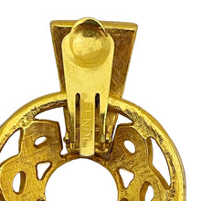 Load image into Gallery viewer, Vintage FENDI logo signed gold designer runway door knocker earrings
