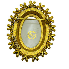 Load image into Gallery viewer, Vintage FLORENZA signed gold tone pearls porcelain designer brooch
